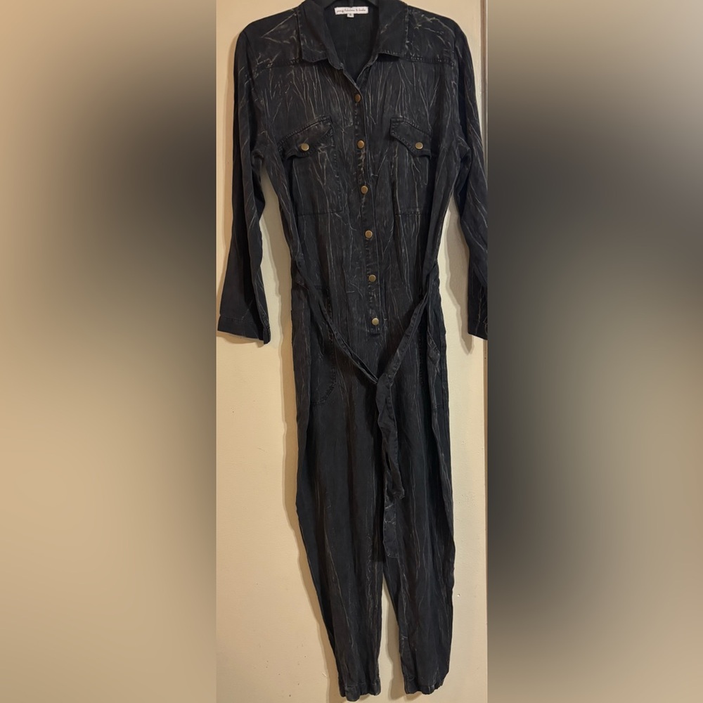 Young Fabulous & Broke Washed Black Flight Jumpsuit lightweight